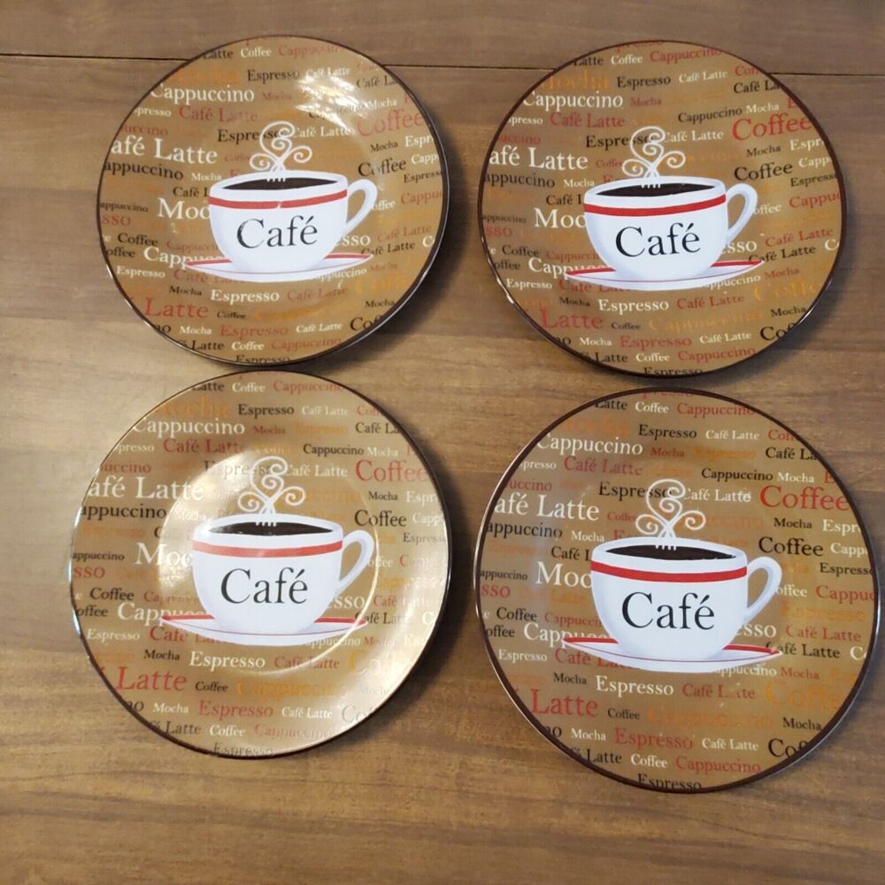 Trisa Stoneware Set of 4 Salad Desert Plates Cafe Coffee Party